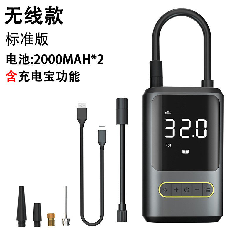 Mini portable car inflator pump bicycle electric tire pump air pump handheld wireless charging digital display