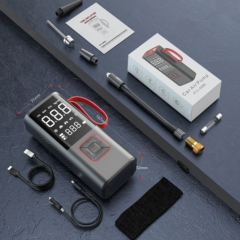 Car Inflator Pump Outdoor Convenient Car Wireless Inflator Pump Digital Tire Pressure Car Tire Electric Pump