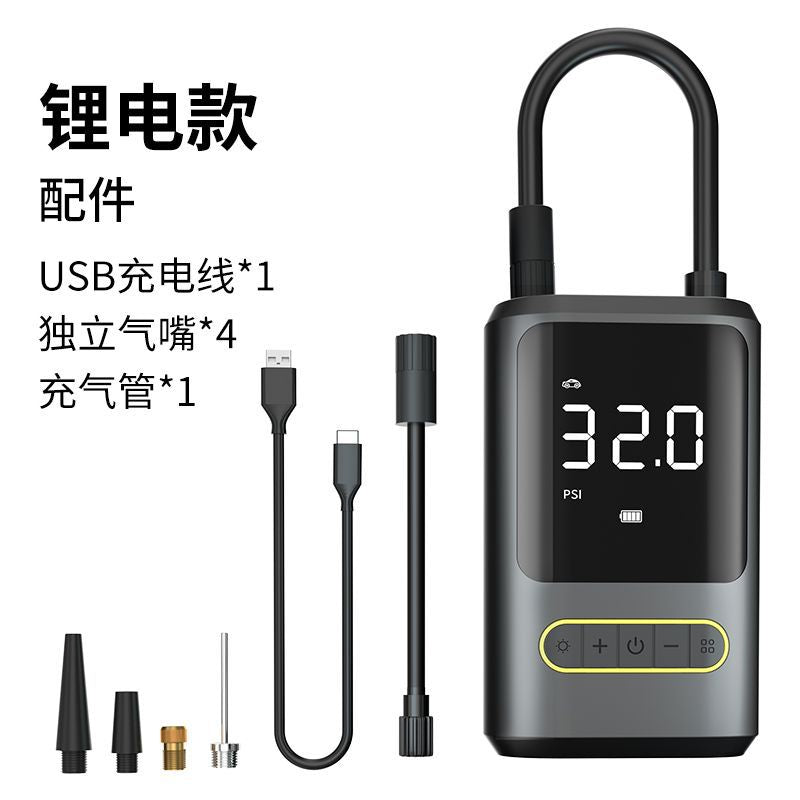 Mini portable car inflator pump bicycle electric tire pump air pump handheld wireless charging digital display