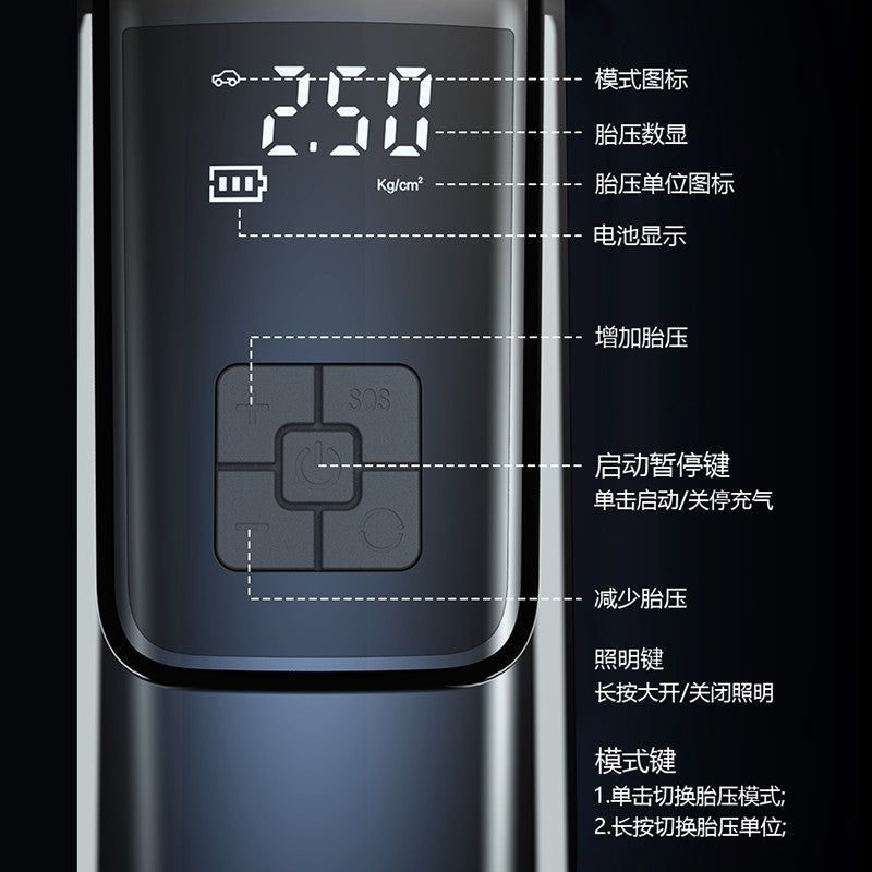 [Kuangjin Exclusive] Portable car, off-road vehicle, bicycle, onboard air pump, wireless dual-mode air pump