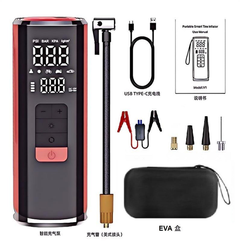 Cross-border vehicle-mounted electric air pump for air and power transfer, integrated car and motorcycle emergency start power supply, 12V 25-cylinder