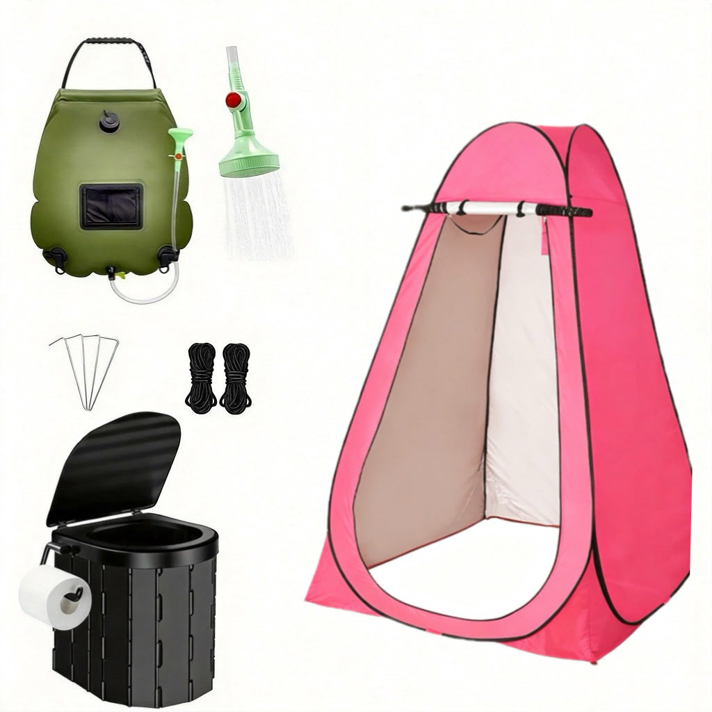 Portable Camping Toilet with Hook and Accessories