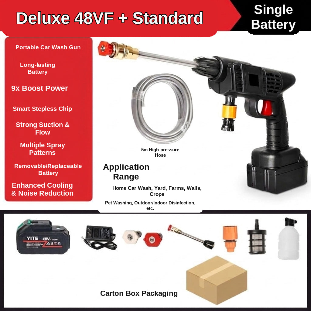 Car water gun, household electric car washer, rechargeable car wash gun, universal wireless high-power high-pressure car wash water gun