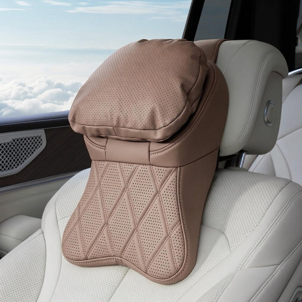 Car anti-stain leather headrest cushion lumbar cushion for driving seats, pillows for cervical spine, neck, and high-end neck pillows for car use