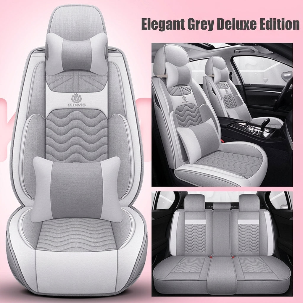 Cartoon car seat cushion, all-season universal all-round car seat cover, linen fabric art seat cushion, winter goddess seat cover