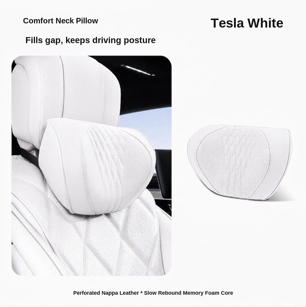 Summer breathable memory foam car headrest lumbar support premium car seat pillow car leather neck support pillow