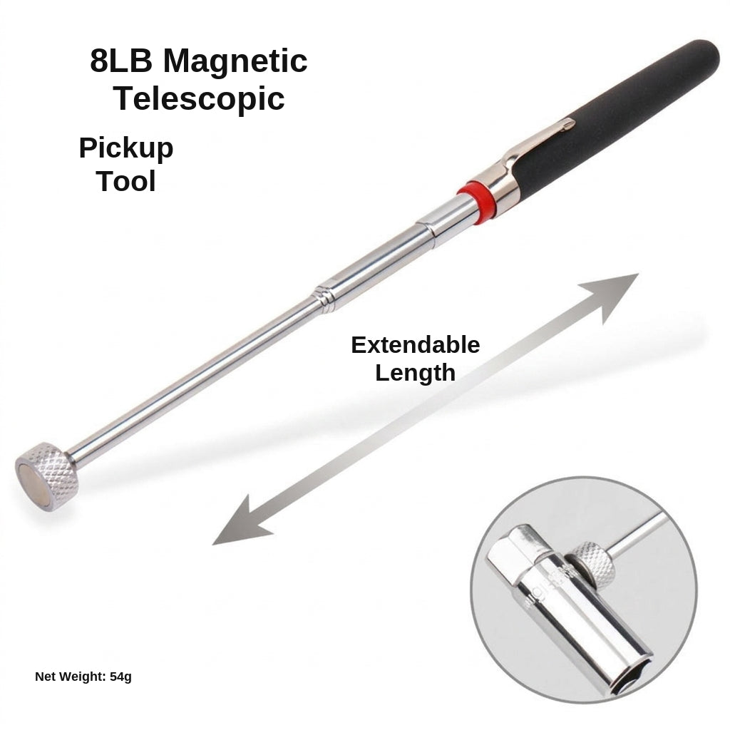 8LB Pickup Retractable Magnetic Suction Rod with Light Magnetic Rod Auto Repair Tool Metal Picker Suction Rod