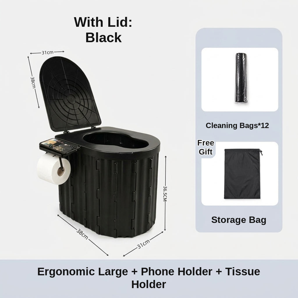 2025 New Model Raised Outdoor Folding Toilet with Lid Portable Car Mobile Toilet Travel Camping Toilet