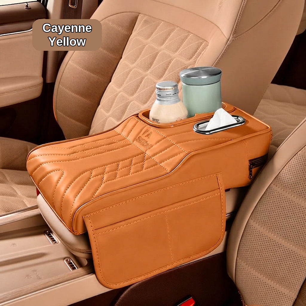 Multi-functional car armrest box water cup holder heightened central protective cover car tissue box supplies storage mat