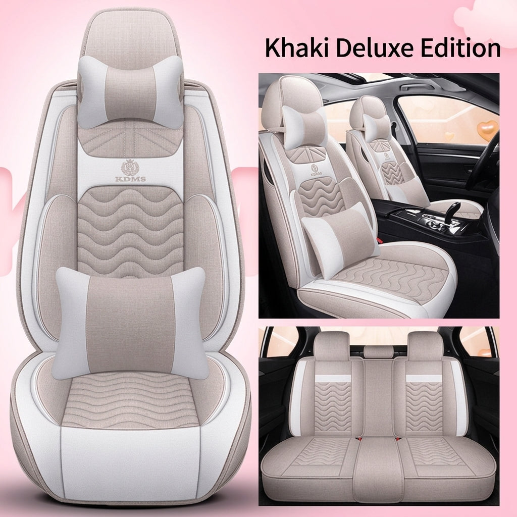 Cartoon car seat cushion, all-season universal all-round car seat cover, linen fabric art seat cushion, winter goddess seat cover