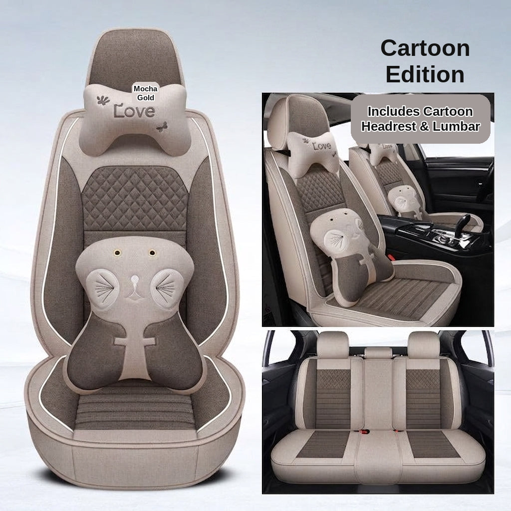 All-season universal full-coverage car seat covers, full-coverage spring and winter linen fabric art car covers, seat covers, and car cushion covers