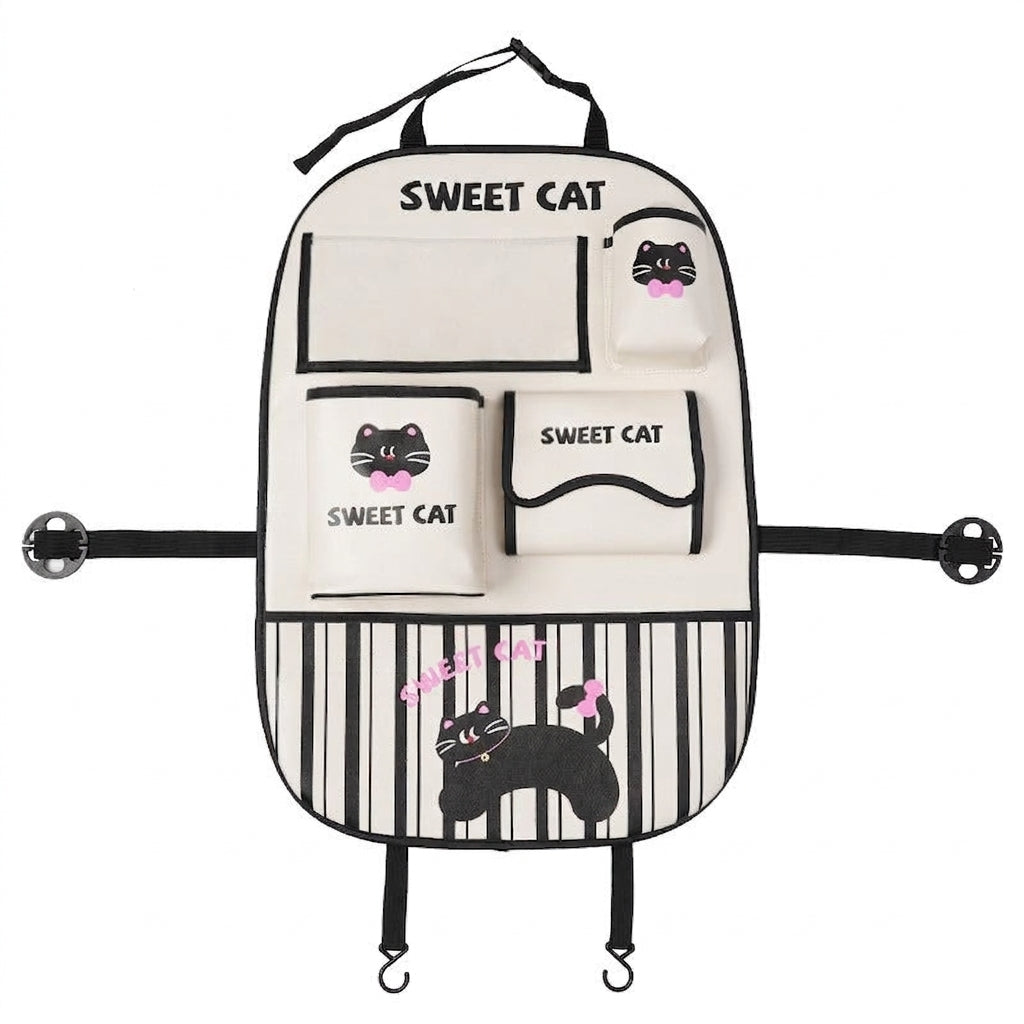 Car seat back storage bag cute cartoon car trash can creative multifunctional car interior anti-kick mat