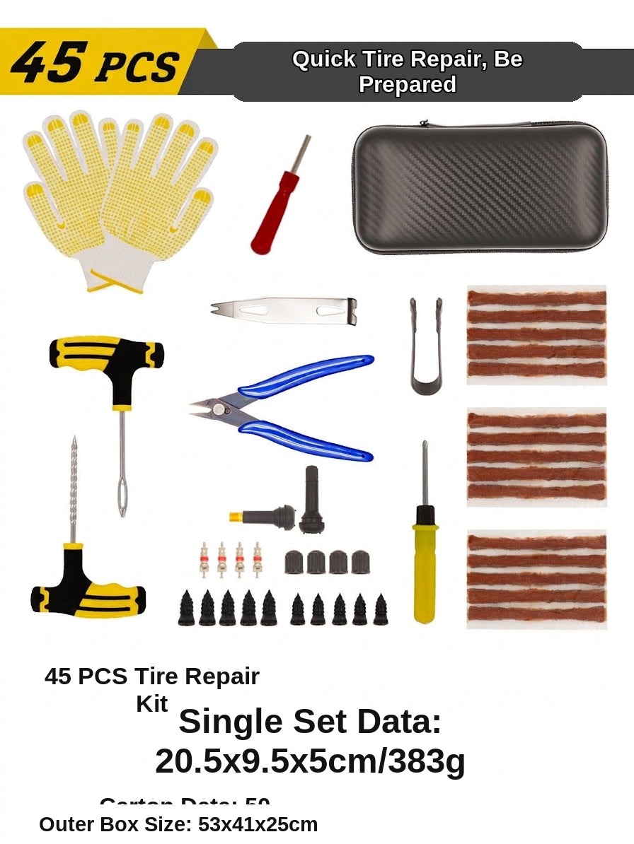 Tire Repair Kit - 61-Piece Emergency Tool Set