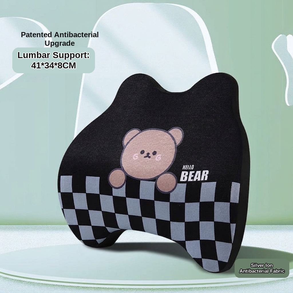 Yiju car cartoon headrest, neck pillow, memory foam, car cushion, car seat, neck and neck pillow, bear headrest