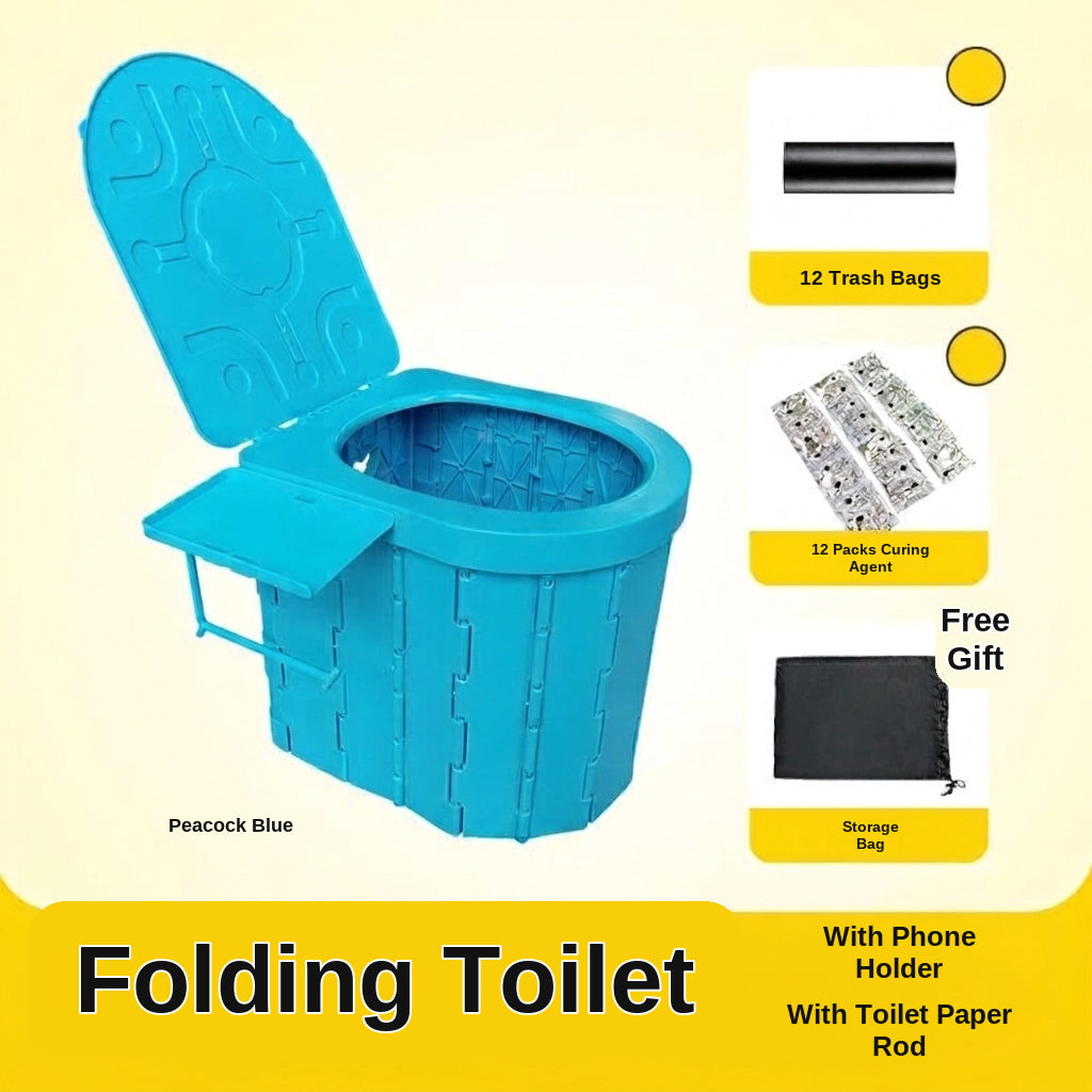 Portable Folding Toilet with Lid for Car Travel