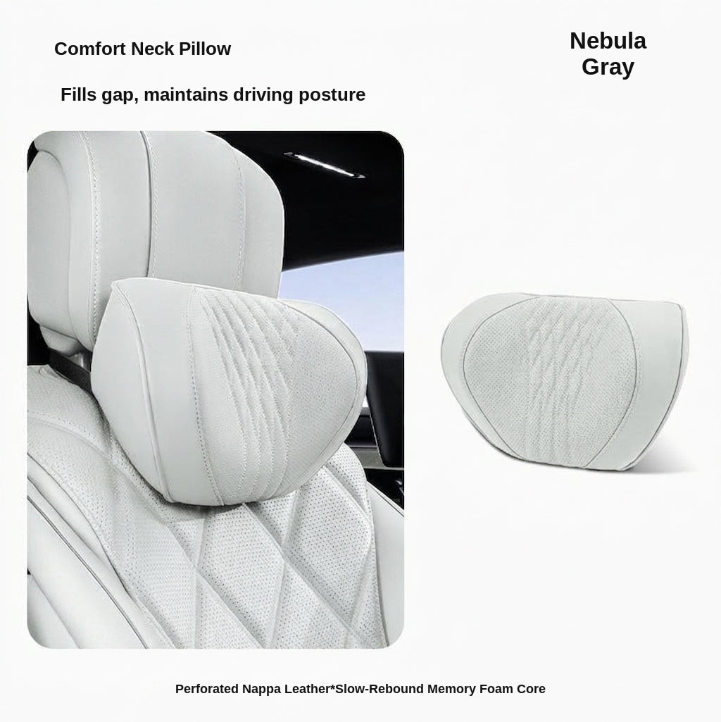 Summer breathable memory foam car headrest lumbar support premium car seat pillow car leather neck support pillow