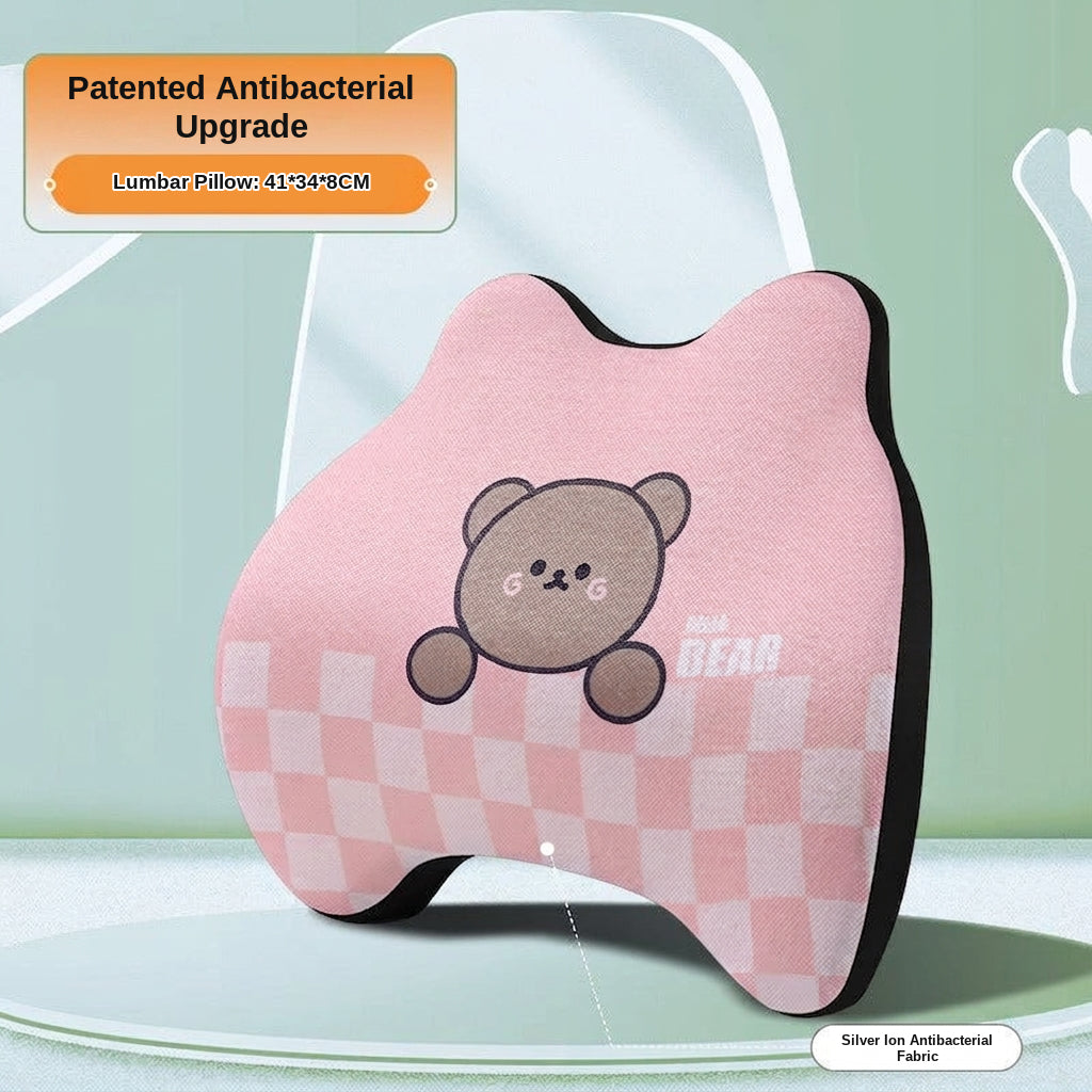 Yiju car cartoon headrest, neck pillow, memory foam, car cushion, car seat, neck and neck pillow, bear headrest