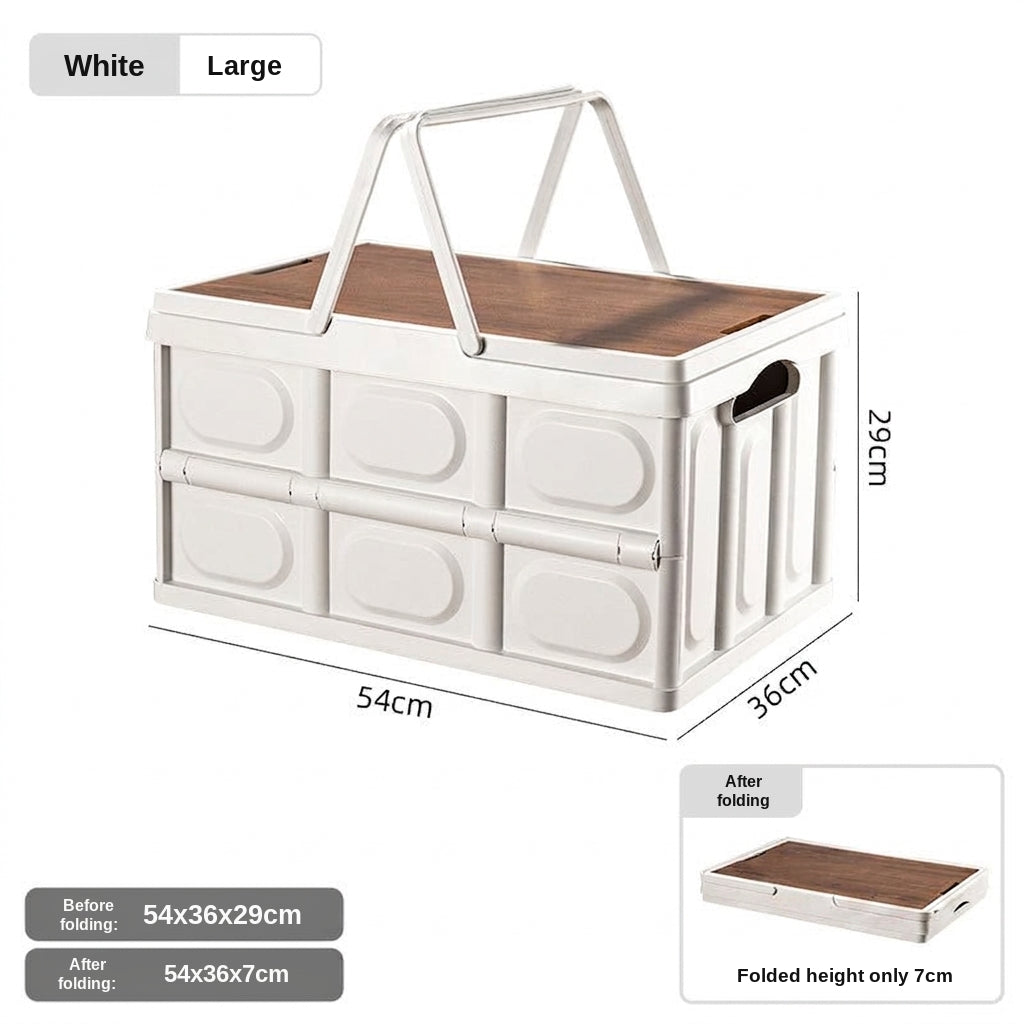 Outdoor camping and picnic folding storage box Car storage wooden cover car trunk multi-functional sorting box