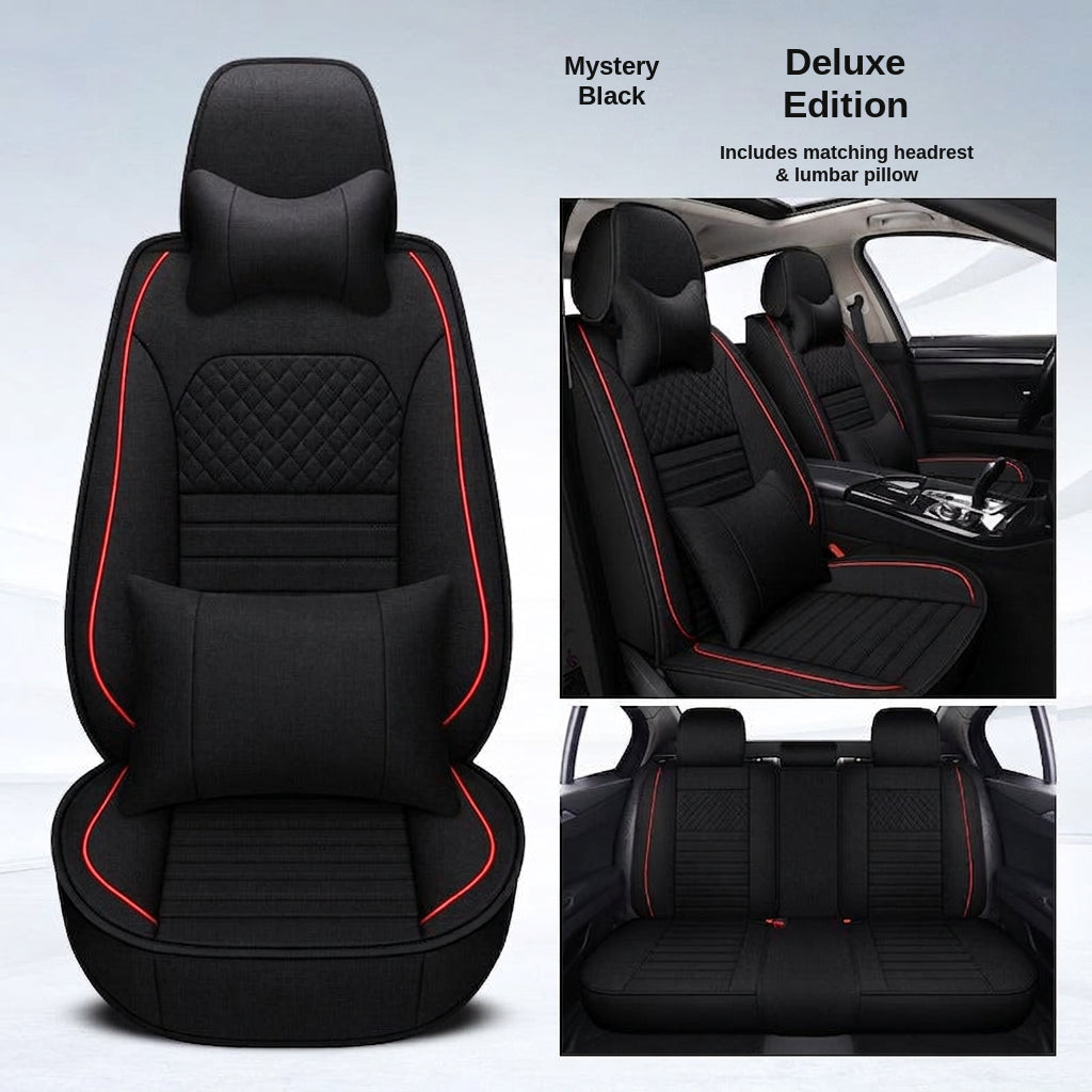All-season universal full-coverage car seat covers, full-coverage spring and winter linen fabric art car covers, seat covers, and car cushion covers