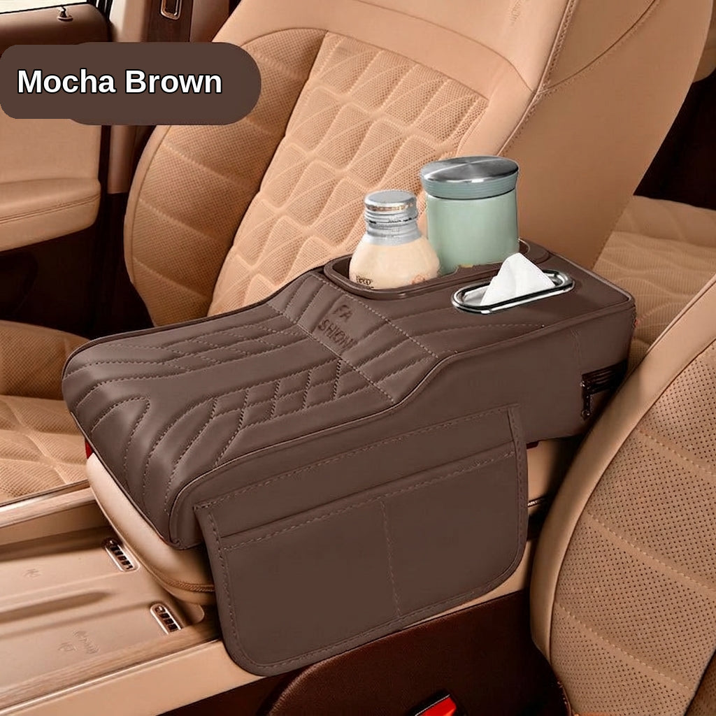 Multi-functional car armrest box water cup holder heightened central protective cover car tissue box supplies storage mat