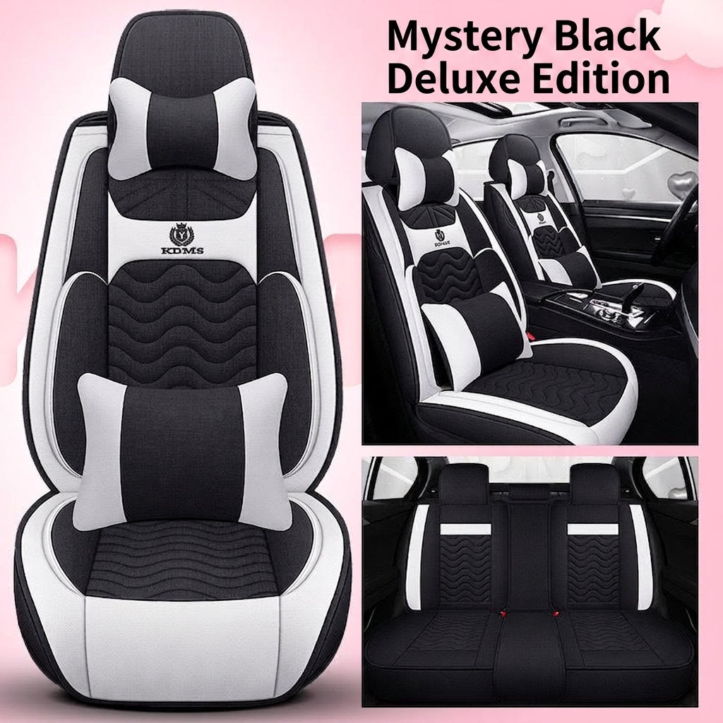 Cartoon car seat cushion, all-season universal all-round car seat cover, linen fabric art seat cushion, winter goddess seat cover