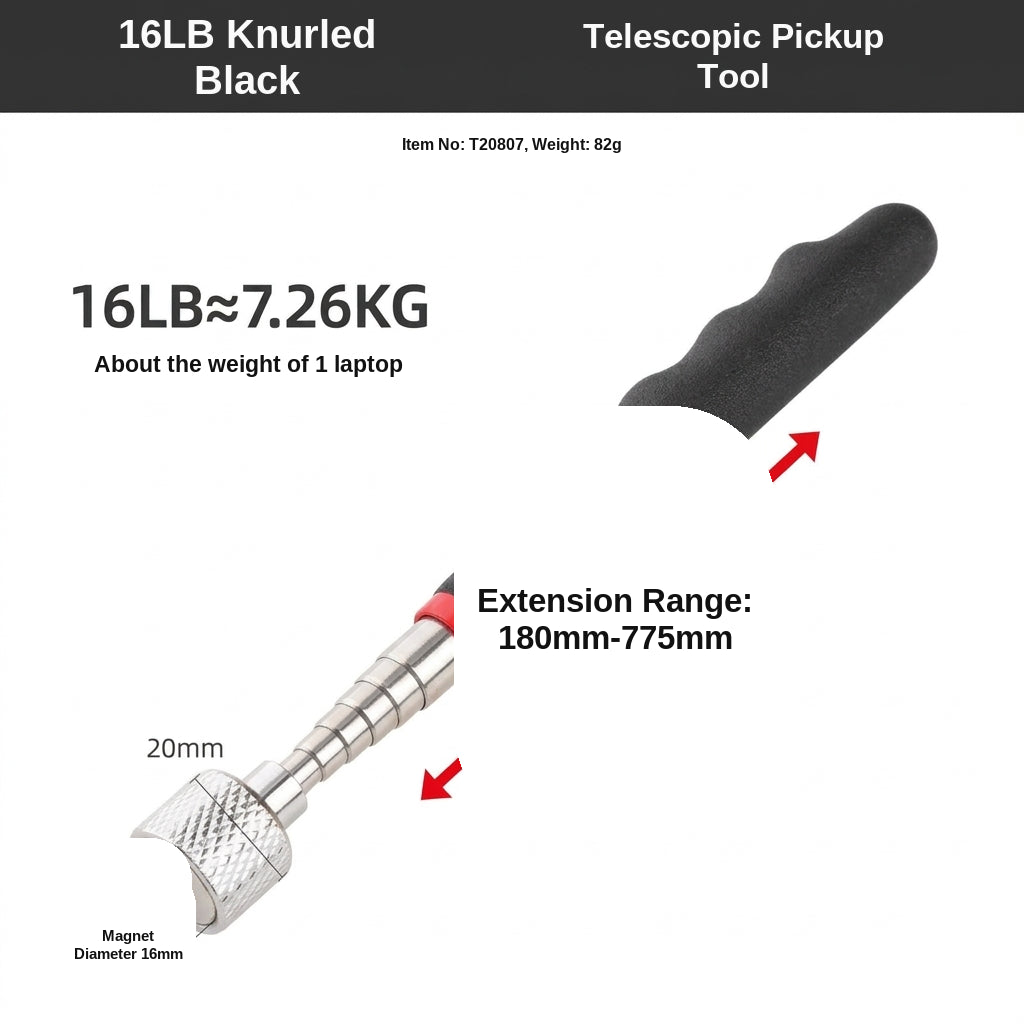 8LB Pickup Retractable Magnetic Suction Rod with Light Magnetic Rod Auto Repair Tool Metal Picker Suction Rod