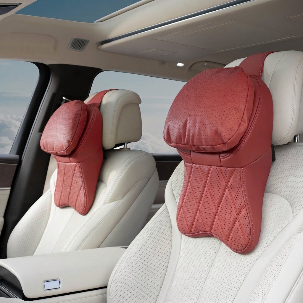 Car anti-stain leather headrest cushion lumbar cushion for driving seats, pillows for cervical spine, neck, and high-end neck pillows for car use
