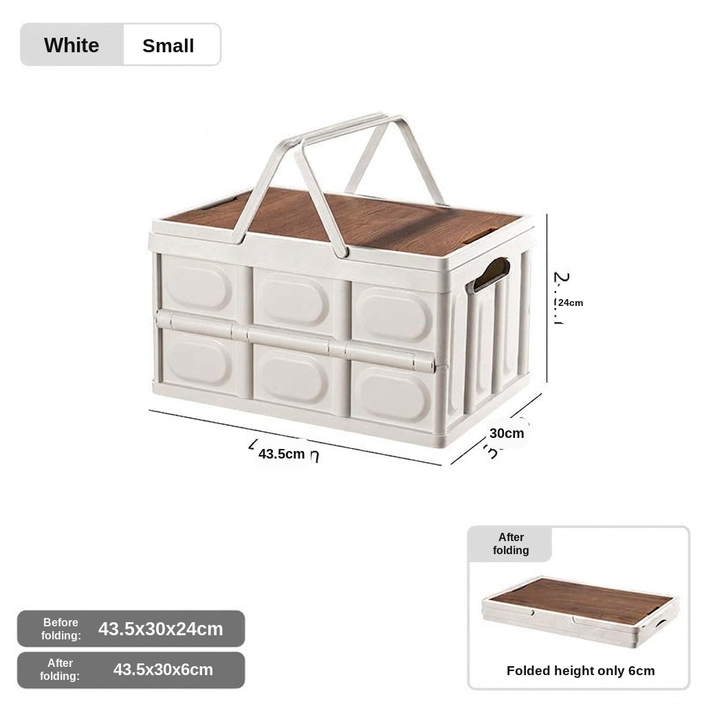 Outdoor camping and picnic folding storage box Car storage wooden cover car trunk multi-functional sorting box
