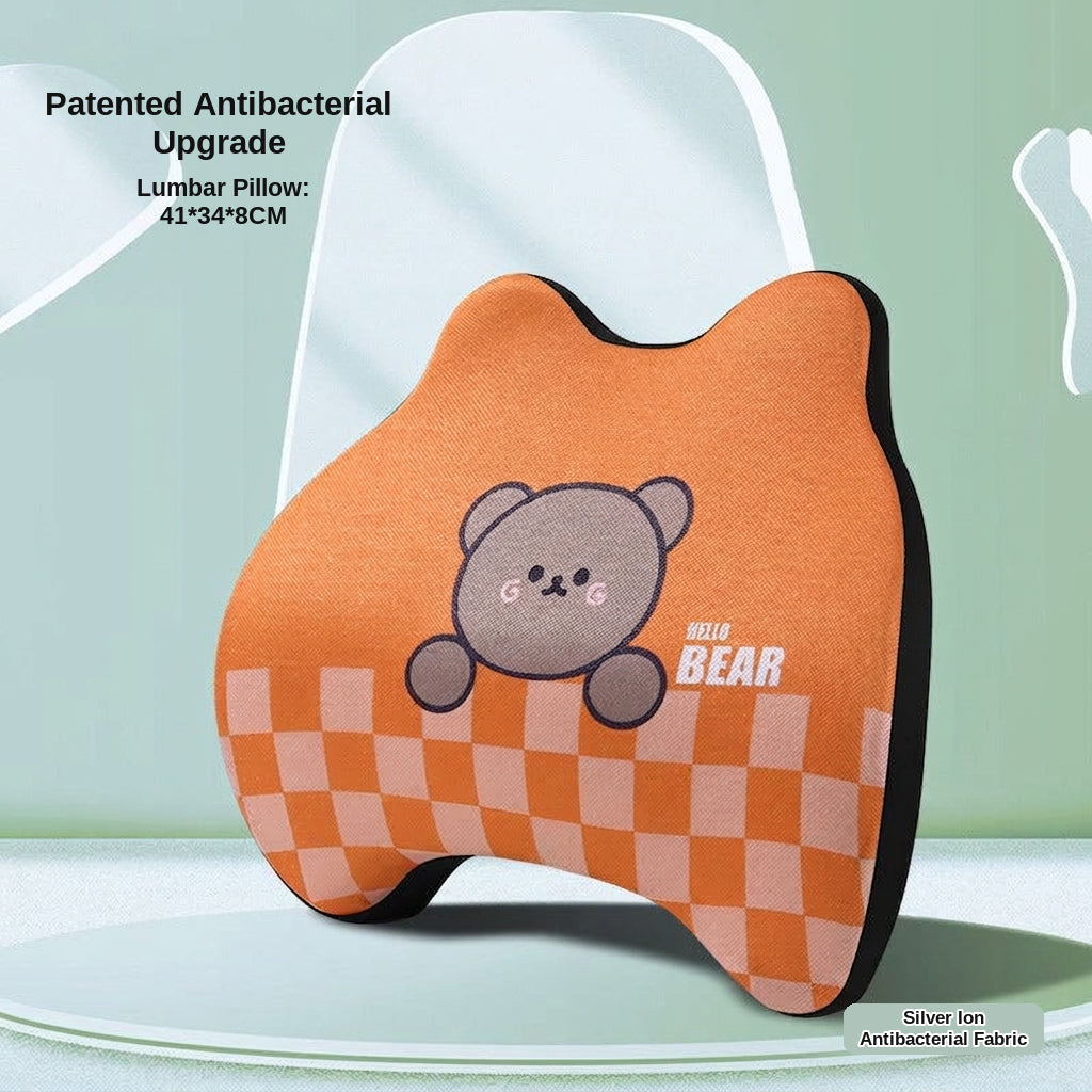 Yiju car cartoon headrest, neck pillow, memory foam, car cushion, car seat, neck and neck pillow, bear headrest