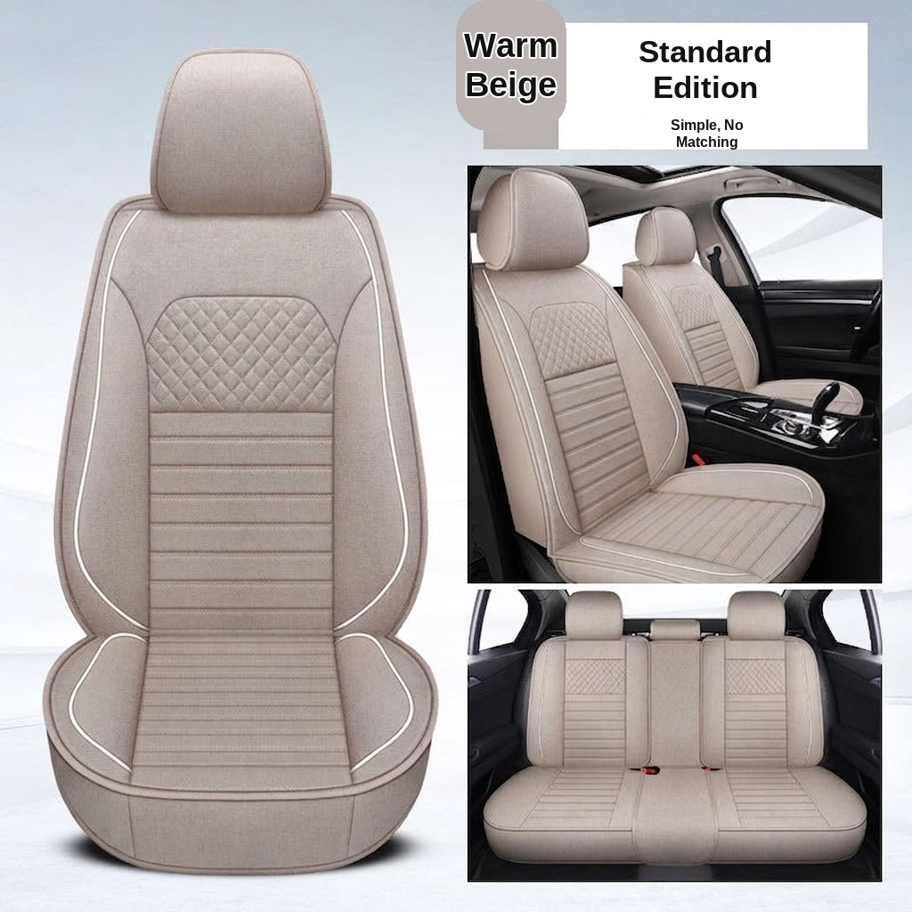 All-season universal full-coverage car seat covers, full-coverage spring and winter linen fabric art car covers, seat covers, and car cushion covers