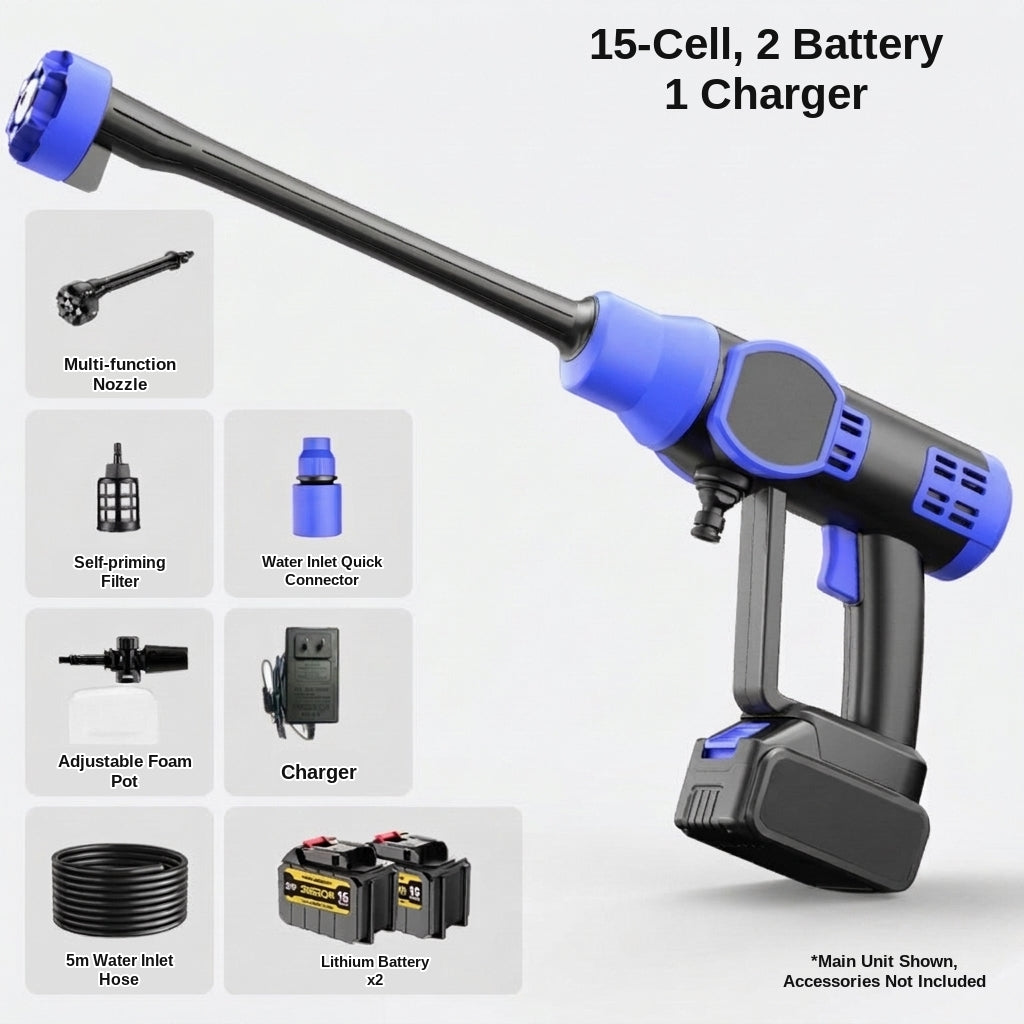 Brushless electric car wash high-pressure water gun, multifunctional handheld portable car wash washer, water nozzle for household plant watering