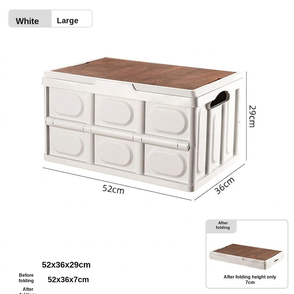 Outdoor camping and picnic folding storage box Car storage wooden cover car trunk multi-functional sorting box