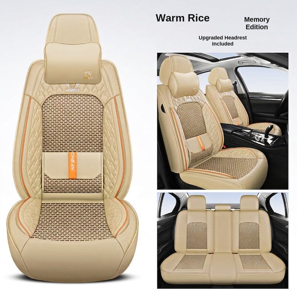 The 2025 new lumbar Napa leather ice silk car seat cushion is suitable for all seasons