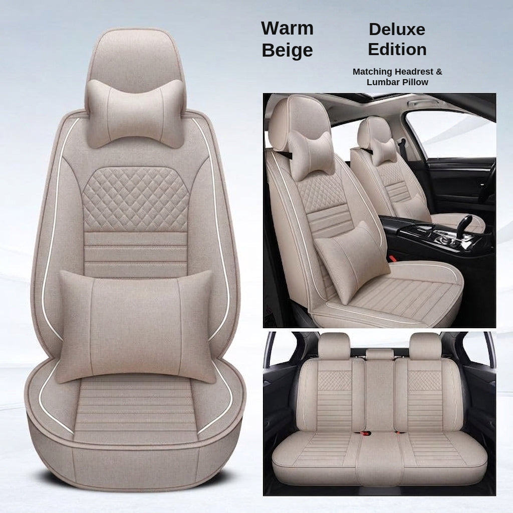 All-season universal full-coverage car seat covers, full-coverage spring and winter linen fabric art car covers, seat covers, and car cushion covers