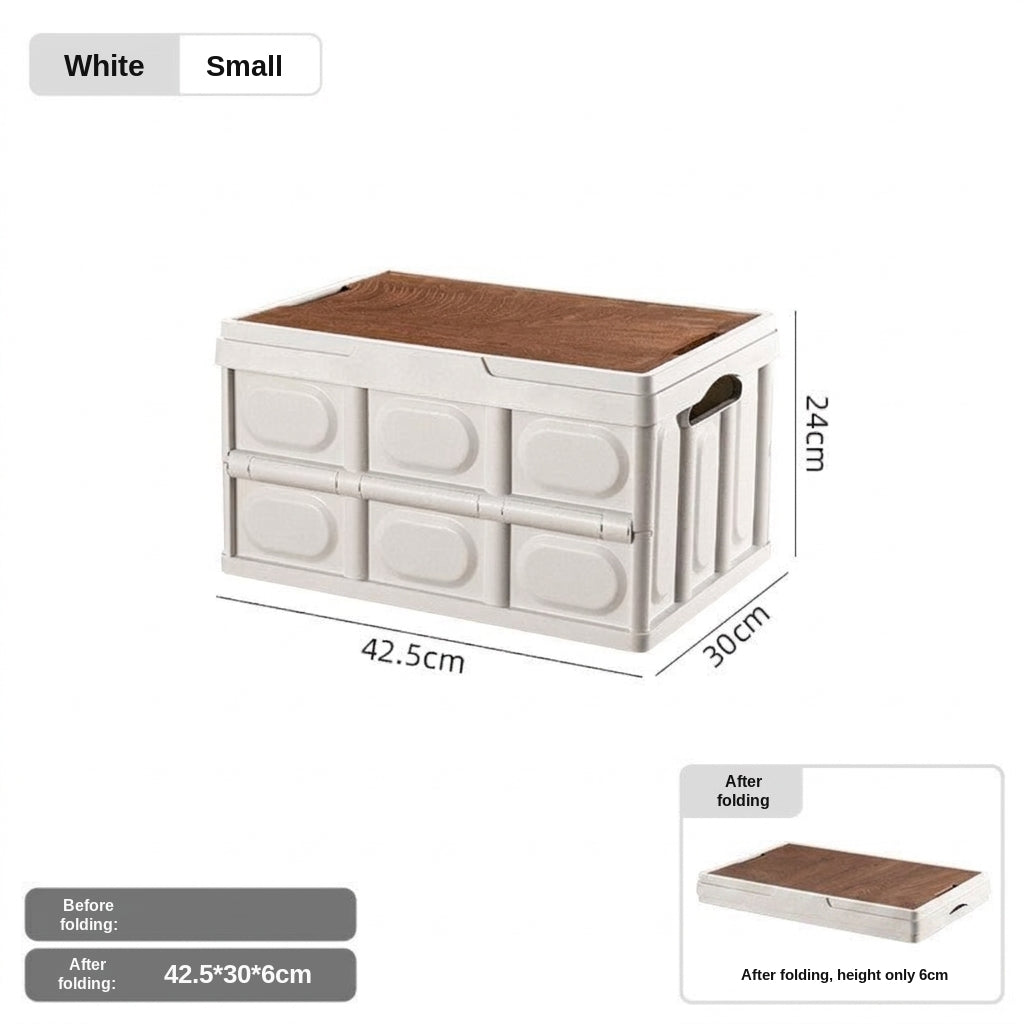 Outdoor camping and picnic folding storage box Car storage wooden cover car trunk multi-functional sorting box