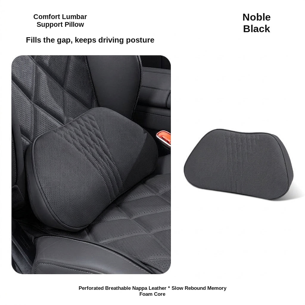 Summer breathable memory foam car headrest lumbar support premium car seat pillow car leather neck support pillow