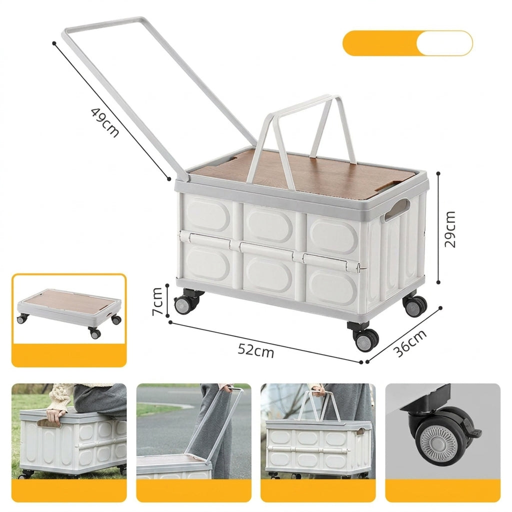 Outdoor camping and picnic folding storage box Car storage wooden cover car trunk multi-functional sorting box