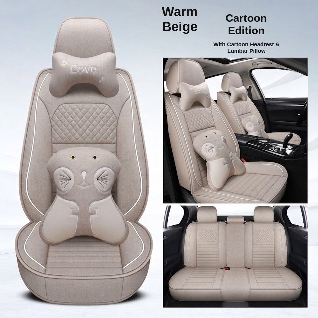 All-season universal full-coverage car seat covers, full-coverage spring and winter linen fabric art car covers, seat covers, and car cushion covers