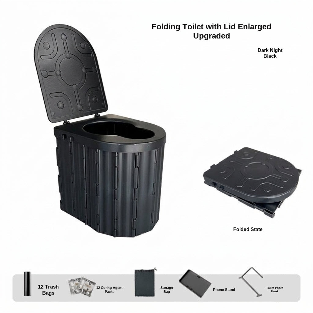 Portable Folding Toilet with Lid for Car Travel