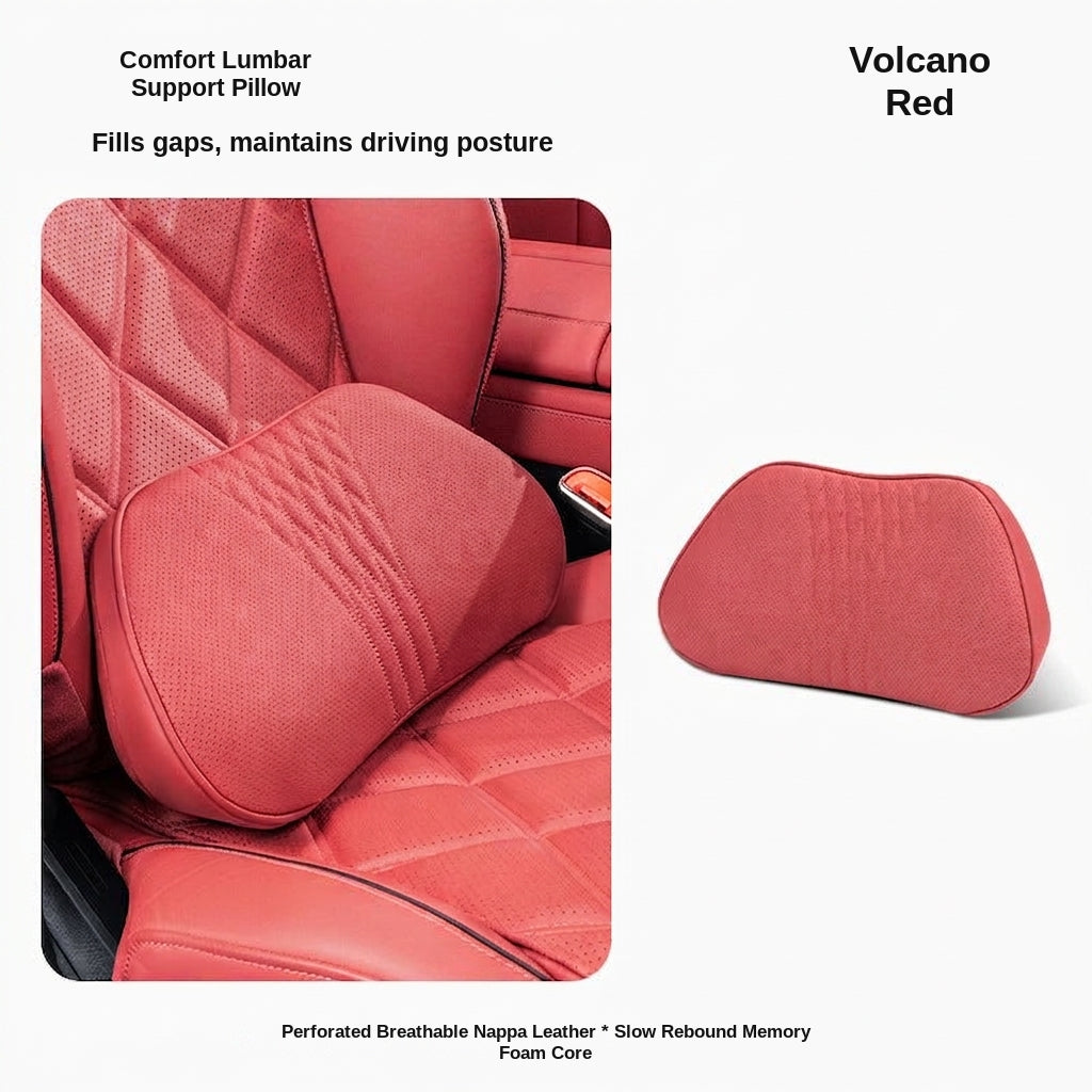 Summer breathable memory foam car headrest lumbar support premium car seat pillow car leather neck support pillow