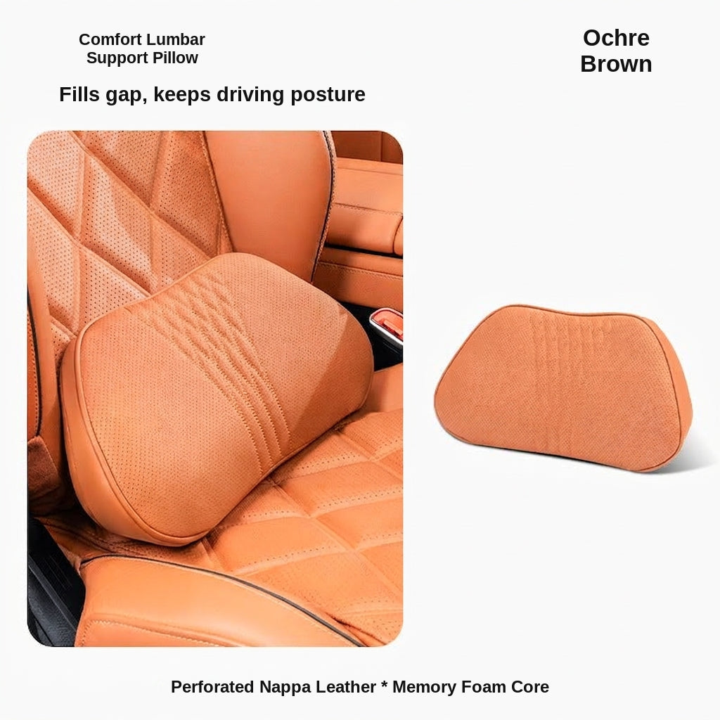 Summer breathable memory foam car headrest lumbar support premium car seat pillow car leather neck support pillow