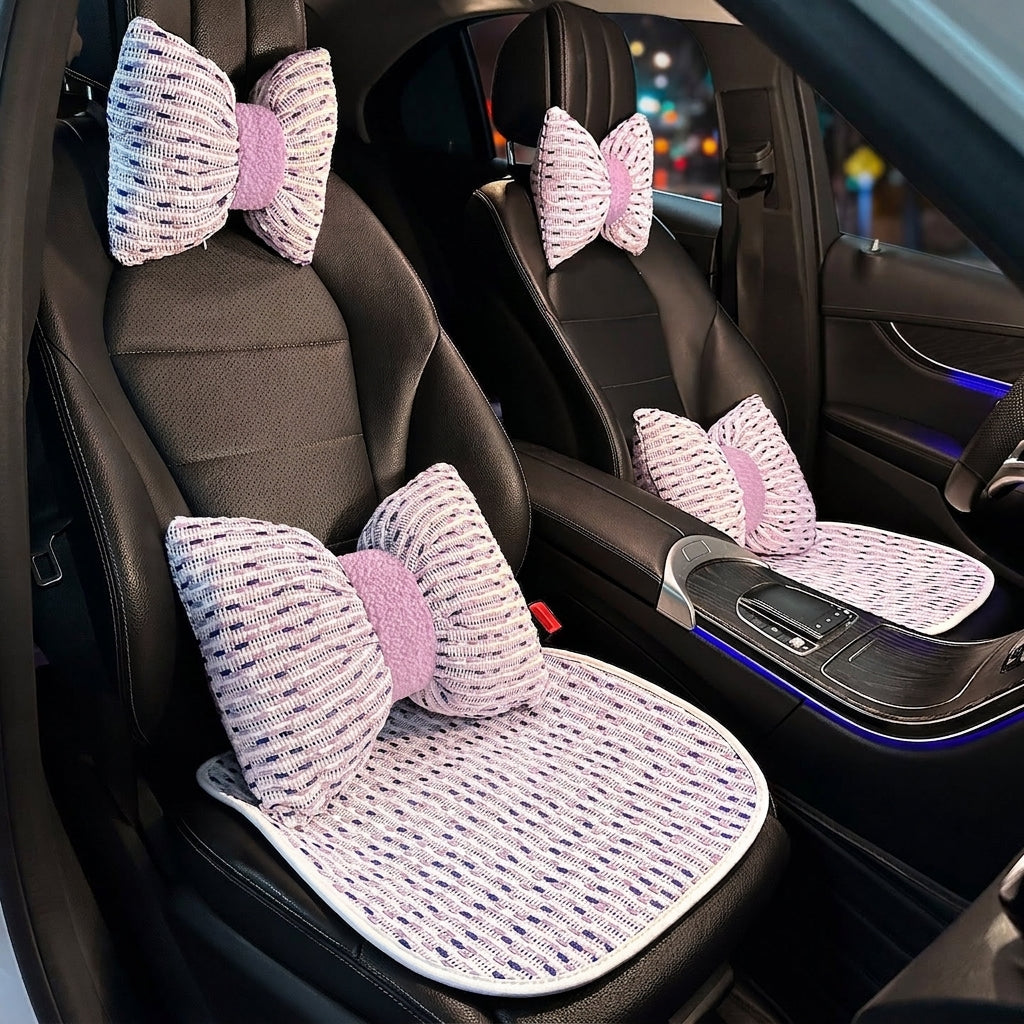 Car headrest neck support pillow for car cushions, car seat lumbar cushion set, for the driver's seat and for women's lumbar support