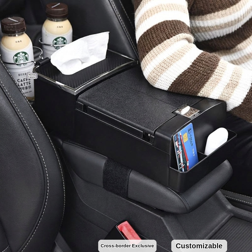 Car tissue box, armrest box, multifunctional water cup holder, storage box, creative and simple car interior sundries storage box