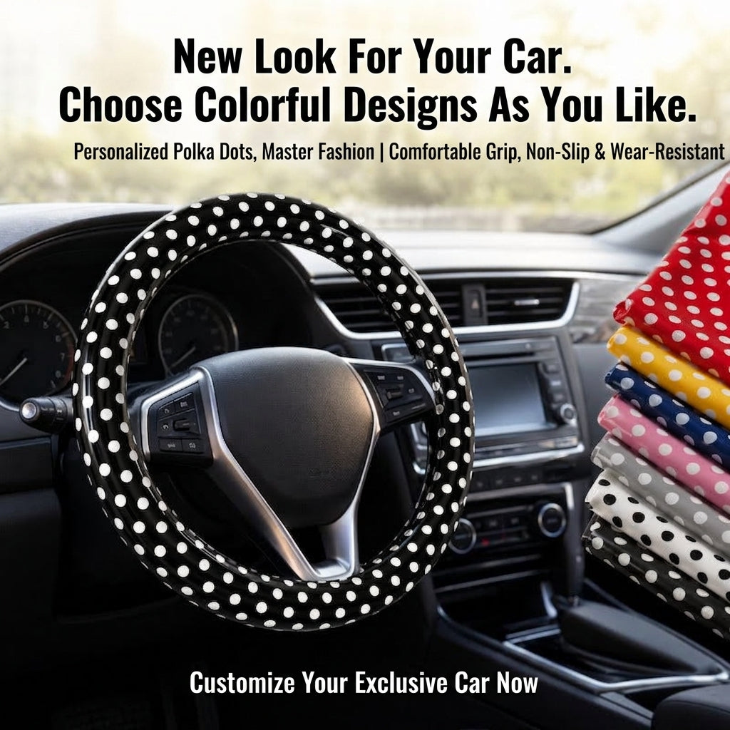 Cross-border Amazon wholesale car steering wheel covers, polka dot, anti-slip, wear-resistant, vintage fashionable steering wheel covers