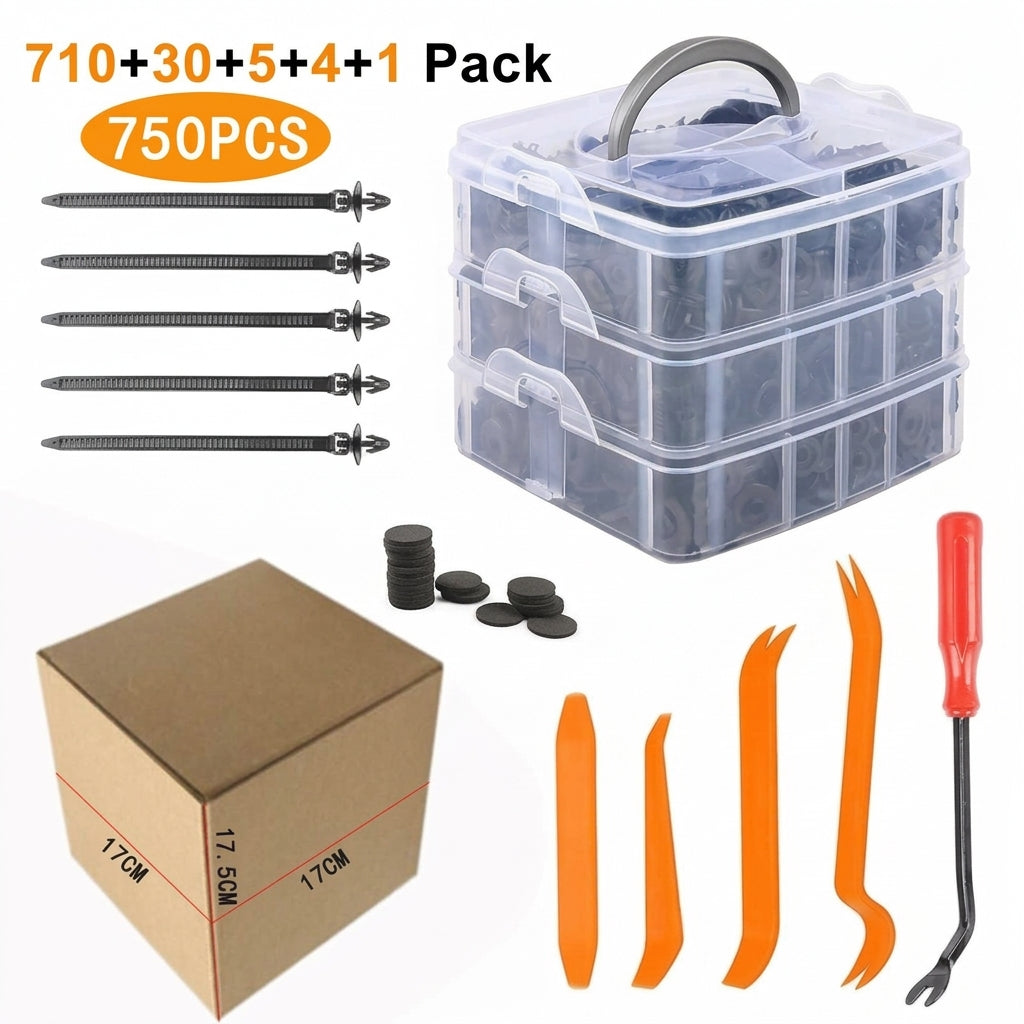 750pcs boxed clips, 16 types of car bumper mudguard plastic clip combo sets, interior panels for cars