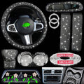 Cross-border foreign trade cars with hot diamonds, steering wheel covers, seat belts, shoulder pads, and diamond-embedded vehicles, 14 items loaded with diamonds and with diamonds