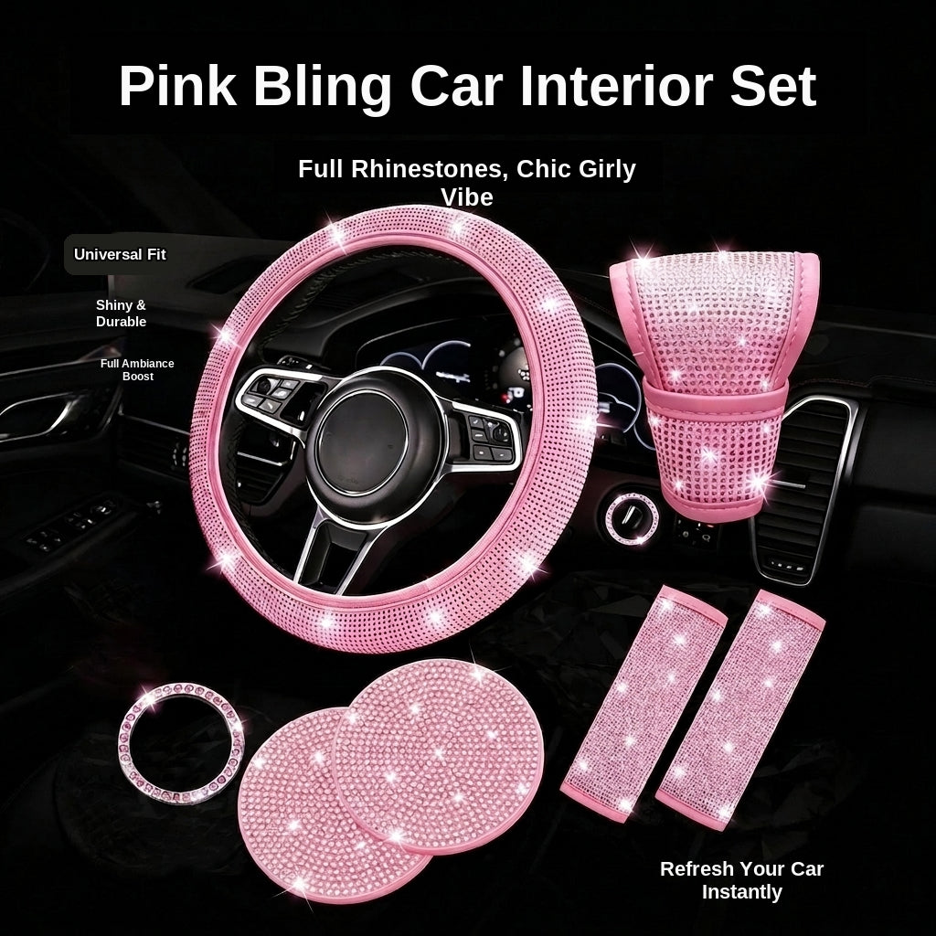 Car steering wheel cover, diamond-shaped new all-season universal seatbelt cover, multi-piece coaster steering wheel protective cover