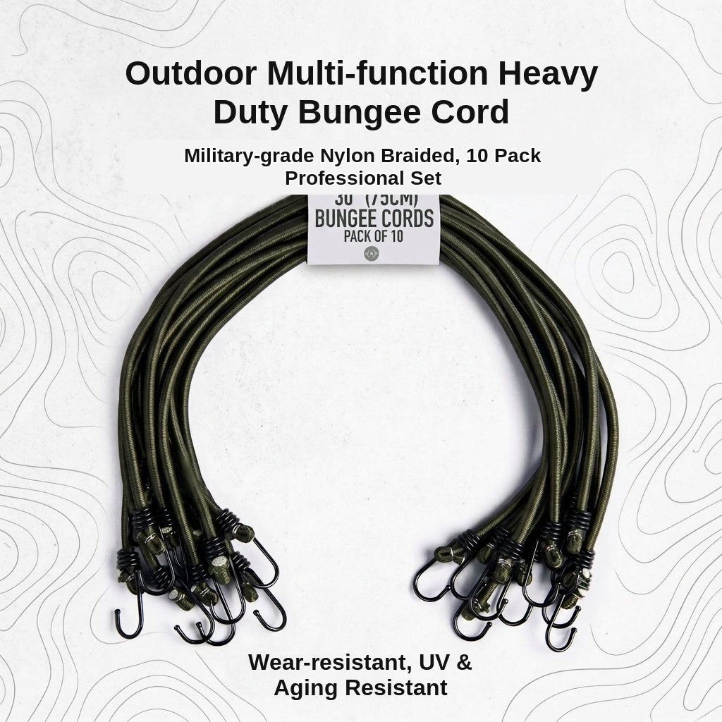 Bungee Cord Strap - 8mm Military Green (Pack of 10)