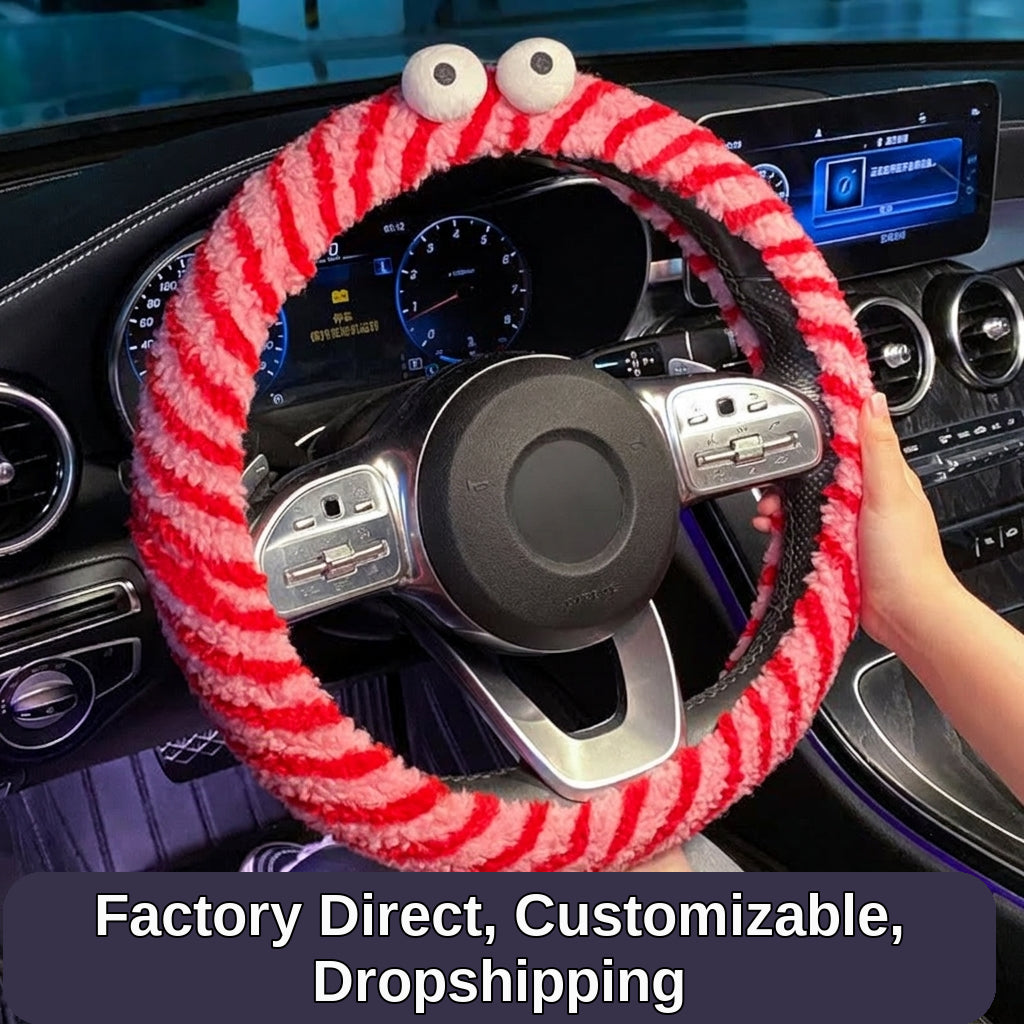 Winter plush steering wheel covers, 2024 new Monster non-slip warm all-season GM heated handlebar covers, women's version