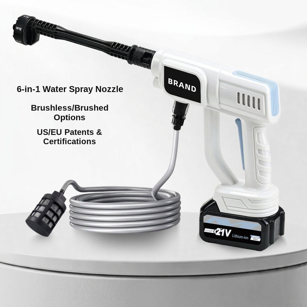 Cross-border lithium battery wireless car wash water nozzle, high-pressure, high-power car wash tool, home portable car tool